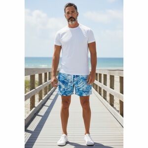 OCEAN COAST X REALTREE NWOT Elastic Waist Shorts *Aspect Sky M